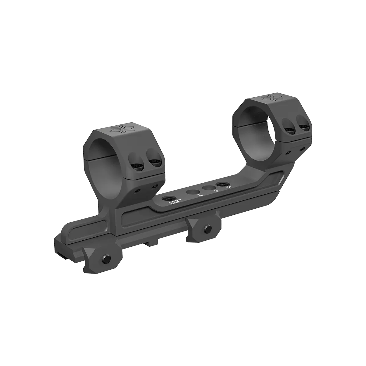 Cantilever Höhe 38mm - verstellbare Picatinny-Montage aus CNC-Aluminium mit 30mm Rohrdurchmesser, ideal für präzise Optikmontage.