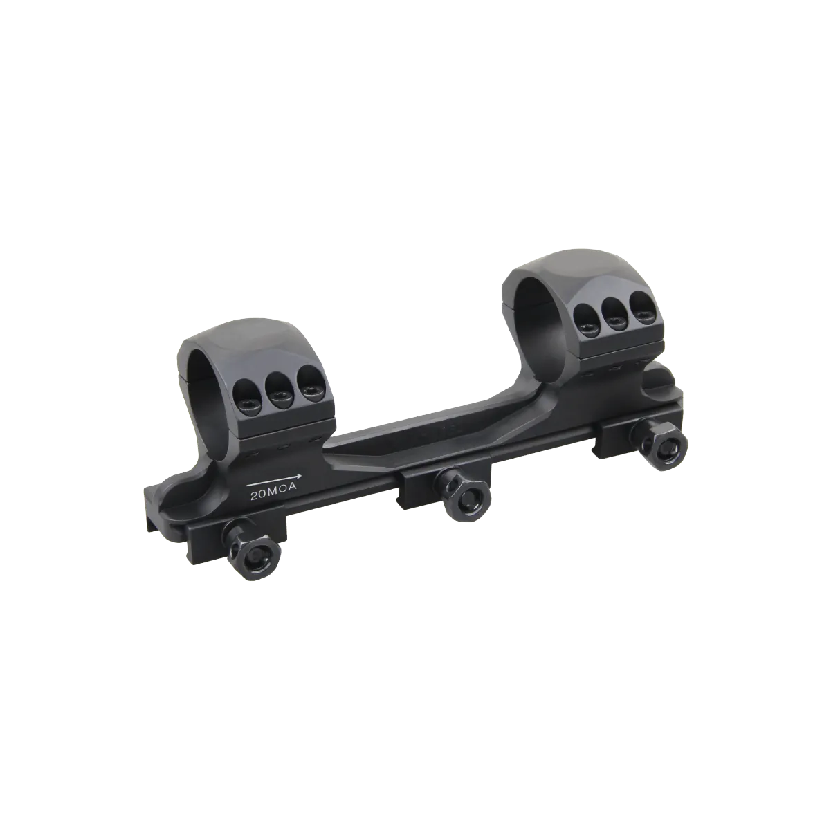 Blockmontage 20MOA Picatinny X-ACCU mit 30mm Ringen aus 6061-T6 Aluminium, ideal für präzise Langstreckenschüsse mit starker Rückstoßkontrolle.