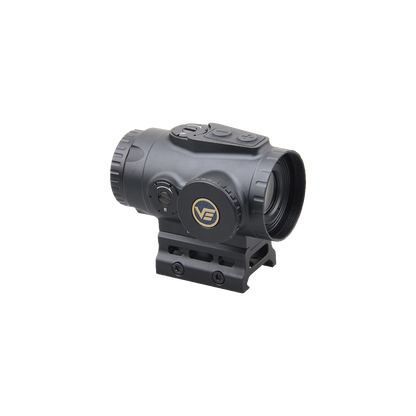 Vector Optics Paragon 3x18 Prisma-Visier mit goldfarbenem Logo und kompaktem Design für präzise Zielerfassung bei taktischen Anwendungen.