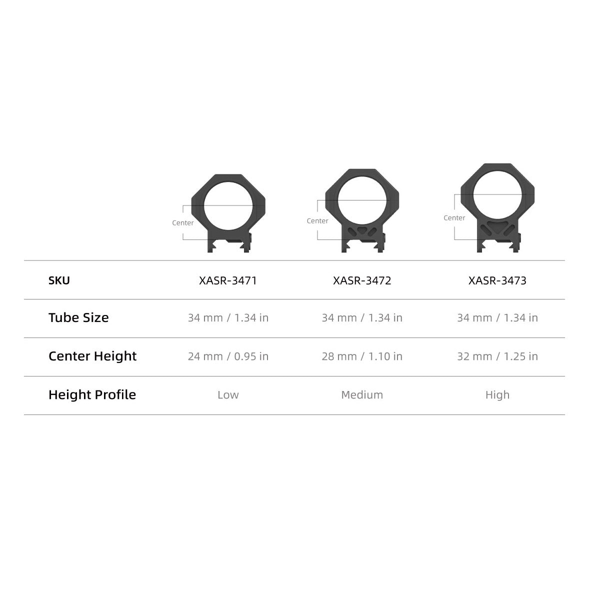 Alu-Ringe 34mm X-MOD | Diverse Grössen (XASR-3471 / XASR-3472 / XASR-3473)