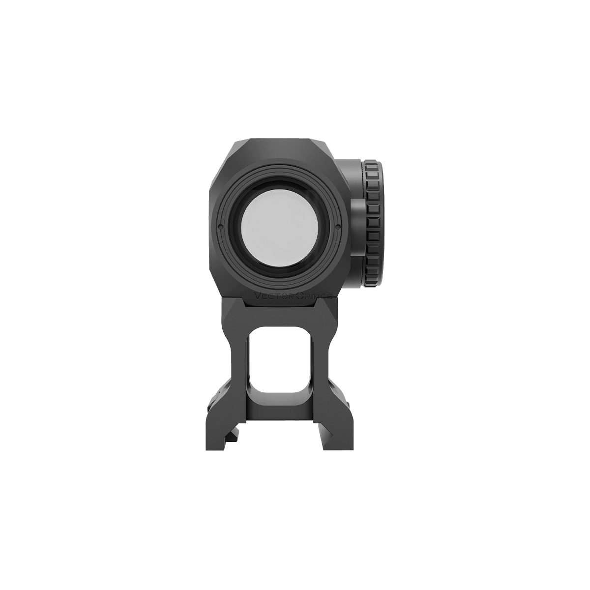 Frontansicht des Vector Optics Scrapper SCRD-69 mit klarer Linsenoptik und robuster Montage für Waffenanwendungen.