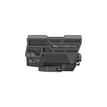 Seitenprofil des Vector Optics Frenzy Plus 1×31×26 mit klarer Multi-Reticle-Markierung. Kompakt und widerstandsfähig.