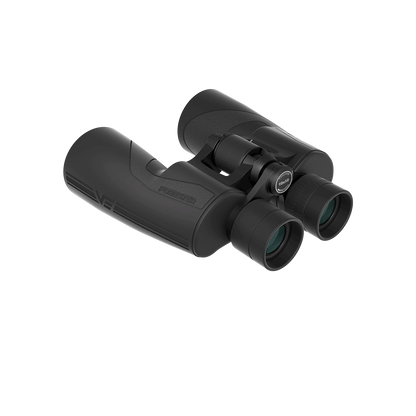 Forester 10x50 Fernglas mit ergonomischem Griff und zentralem Fokussierrad, optimiert für präzise Naturbeobachtung.