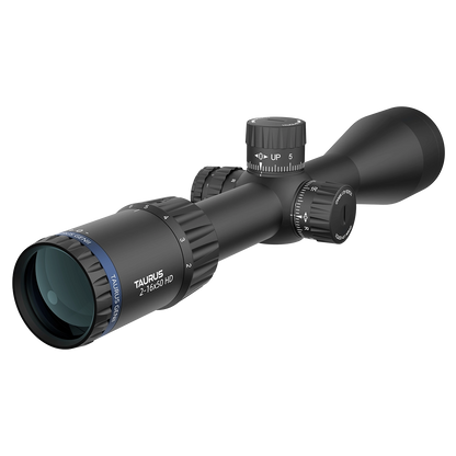 Rückansicht des Vector Optics Tauron 2-16x50 HD SFP mit Zoomring und Beschriftung, ideal für MPVO-Anwendungen und sportliches Präzisionsschießen.