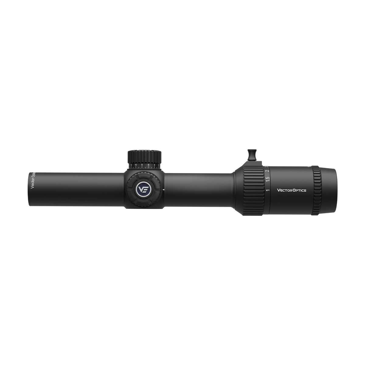 Seitenprofil des Forester 1–8×24 SFP Zielfernrohrs mit kompaktem Design und klarer Optik für präzises Zielen bei jeder Witterung.