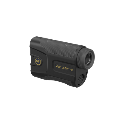 Seitliche Ansicht des Paragon 7x25 GenIII Rangefinders mit ergonomischem Griff und klar sichtbarem VF-Logo für professionelle Optikanwendungen.