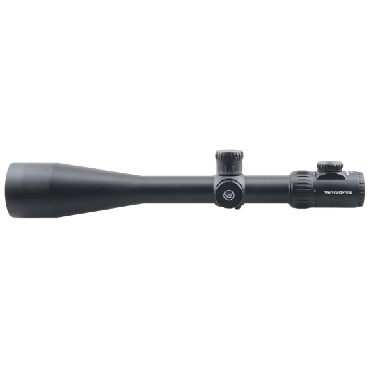 Minotaur Zielfernrohr 10-50x60 SFP SCOL-39 mit großem Objektiv und taktischen Türmen für präzises Schießen bei Field Target und Benchrest.