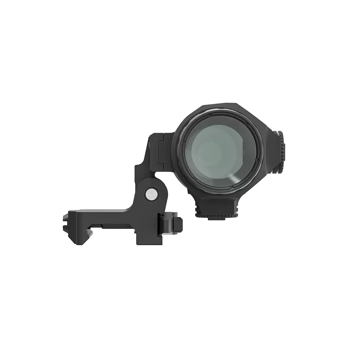 Frontansicht des Maverick-IV 3x22 Magnifier mit klarem Objektiv, bietet 3x Vergrößerung für präzises Schießen.