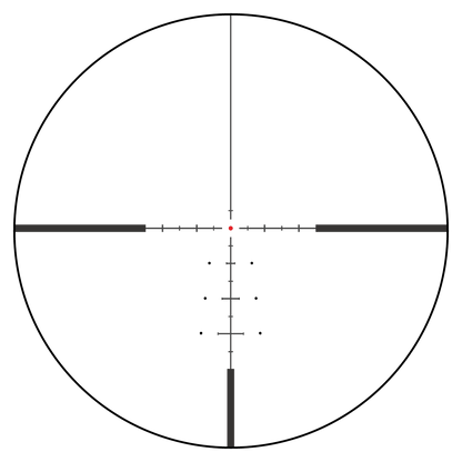 Absehen-Ansicht des Vector Optics Continental x8 3-24x56 SFP mit beleuchtetem taktischen Absehen für präzises Zielen bei Jagdanwendungen.
