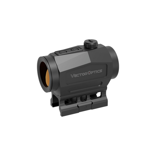 Scrapper 1×29 Reflexvisier mit 3 MOA Punkt und wasserdichtem Gehäuse, seitliche Bedientasten und robustem Montagefuß für Waffenoptik.