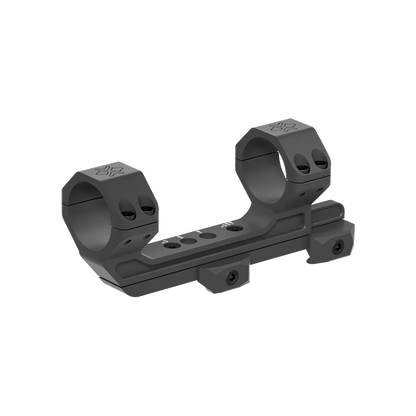 Seitliche Ansicht der Cantilever Picatinny-Montage mit 30mm Rohraufnahme, verstellbar bis 1.65 Zoll, aus CNC-gefrästem Aluminium.