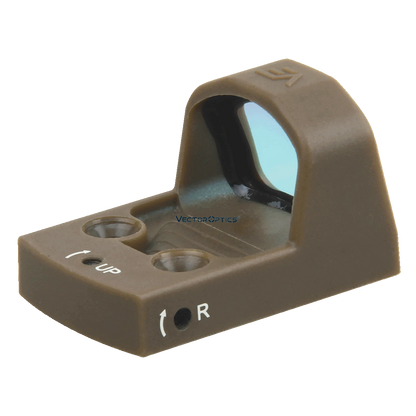Rückansicht des Frenzy-S 1x16x22 Red Dot Visiers SCRD-56 mit klarer Sicht durch die Linse und justierbaren Schrauben.