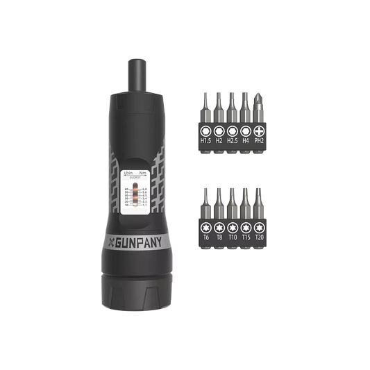 Drehmomentschlüssel SCTK-04 von Vector Optics mit 10 Bit-Einsätzen, ideal für präzise Montagearbeiten im Werkzeugbereich.