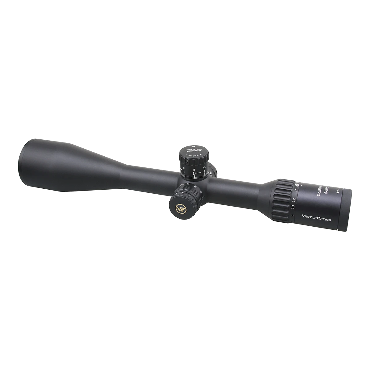 Seitliche Perspektive des Continental Zielfernrohrs 5-30x56 mit Zero Stop Funktion und beleuchtetem Absehen für höchste Zielgenauigkeit.