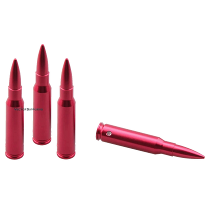 Drei rote Snap Caps aus Aluminium für Langwaffen. Perfekt für sicheres Trockentraining und Nachladeübungen.