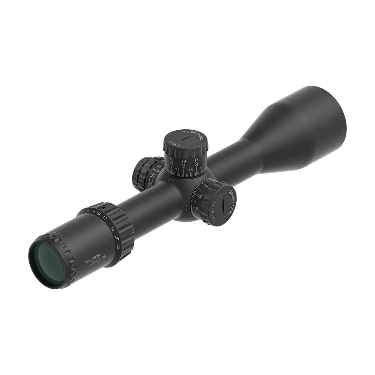 Tauron HD MIL FFP Scope mit großem Objektivdurchmesser und fein einstellbaren Türmen für taktische Anwendungen im Long-Range-Schießen.