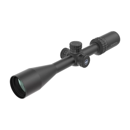 Seitliche Perspektive des Hugo 4-16x44 SFP SCOL-29 Zielfernrohrs von Vector Optics mit klarer Linsenoptik und robustem Gehäuse für präzises Schießen.