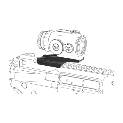 Montage RUM auf Picatinny mit montiertem Rotpunktvisier, kompatibel mit Vector Optics für taktische Anwendungen.