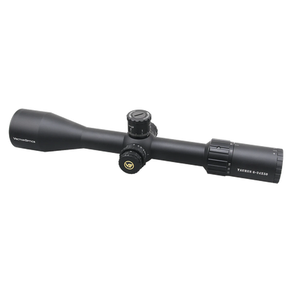 Vector Optics Zielfernrohr Tauron 6-24x50 HD SFP mit klarer Beschriftung und ergonomischem Design für präzise Schüsse auf weite Entfernungen.