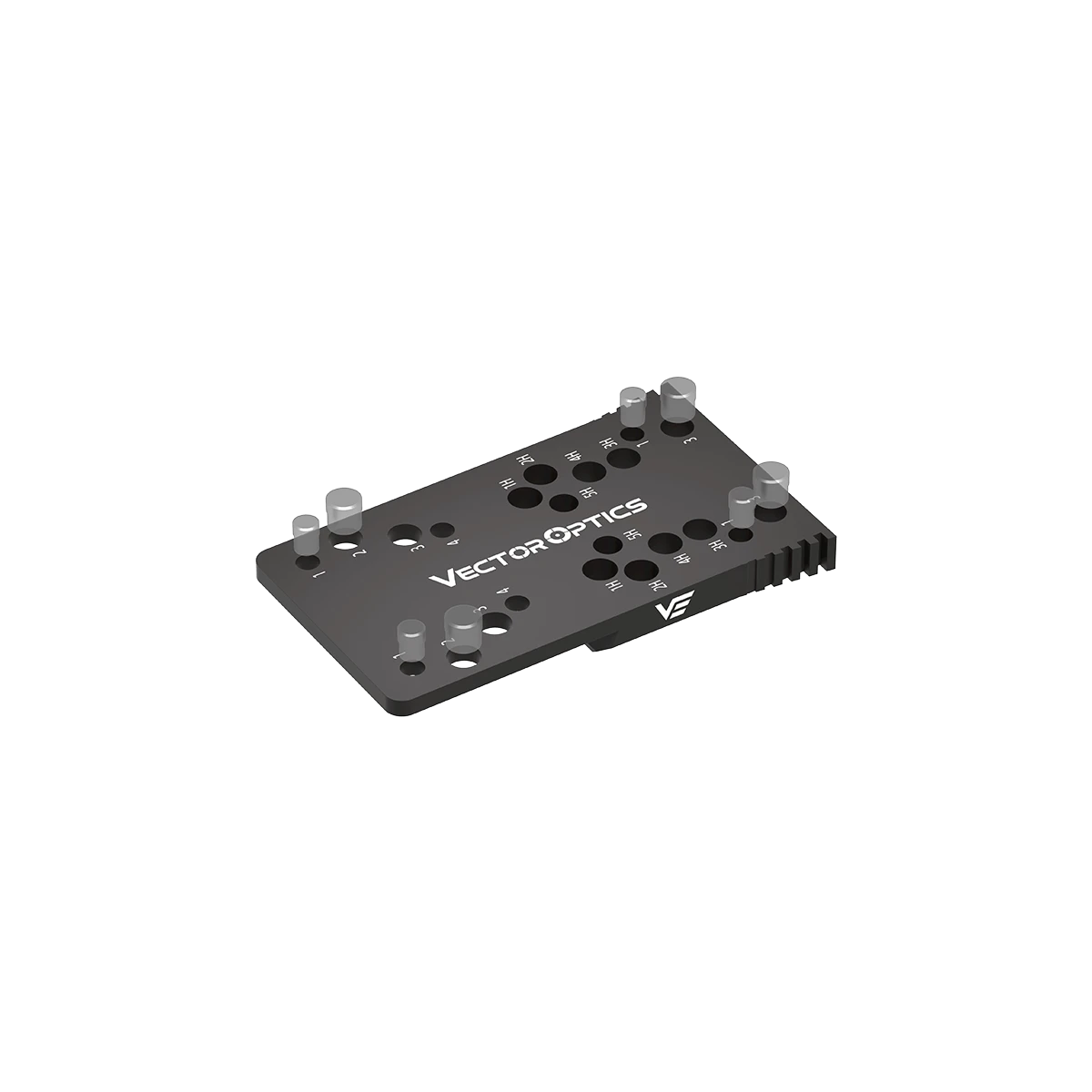 Montageplatte SCFRM-21 mit montierten Führungsstiften für CZ Shadow Red-Dot Adapter, kompatibel mit Frenzy-Serie und CZ SP-01 Pistolen.