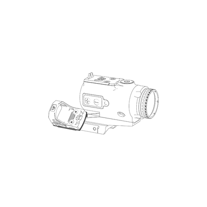 Detailansicht der montierten 45° Offset-Montage MGT RMSc auf SCPSM-C01 mit Visiereinheit, robust und leicht für präzises Zielen.