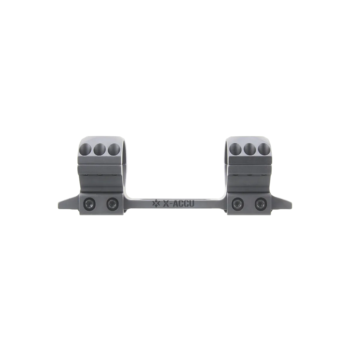 Frontansicht der X-Accu Blockmontage mit 11mm Dovetail, zeigt stabile Schraubverbindungen für sicheren Halt des Zielfernrohrs.