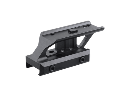 Seitliche Ansicht der Montage RUM auf Picatinny Riser Mount MAV-P08 mit präziser Passform für T1/T2 Footprint, gefertigt aus widerstandsfähigem Aluminium.