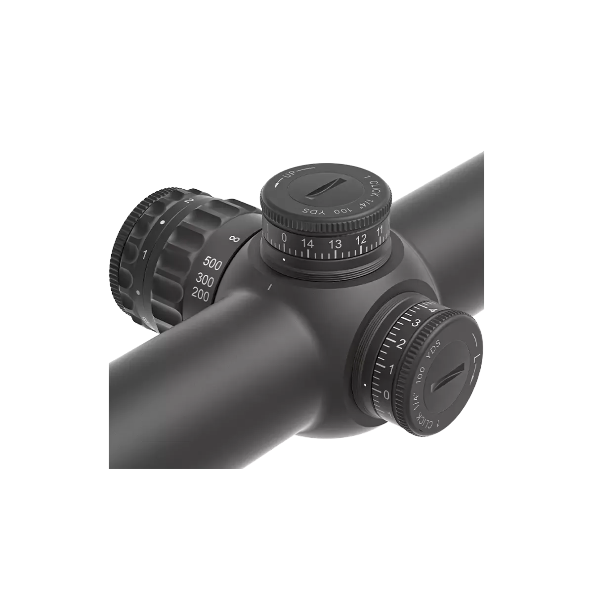 Detailansicht der Verstelltürme des Continental x6 5-30x56 SFP Fiber SCOL-66 für präzise Höhen- und Seitenkorrektur beim Schießen.