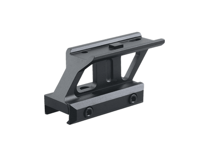 Seitliche Ansicht der Montage RUM auf Picatinny mit robustem Design für präzise Optikmontage, kompatibel mit T1/T2 Visieren.
