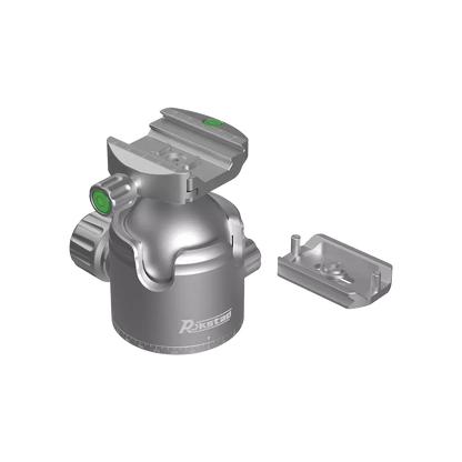 Kugelkopf 56mm mit abnehmbarer Schnellwechselplatte, kompatibel mit ARCA- und Picatinny-Systemen für vielseitige Kamera- und Optikmontage.