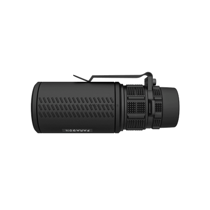 Seitliche Ansicht des Paragon 8x42 Monokulars mit taktischem Design, ideal für Outdoor-Aktivitäten und professionelle Beobachtungen.