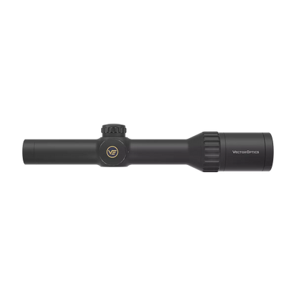 Seitliche Ansicht des Vector Optics Continental X8 Zielfernrohrs mit 24 mm Objektivdurchmesser und kompaktem LPVO-Design.