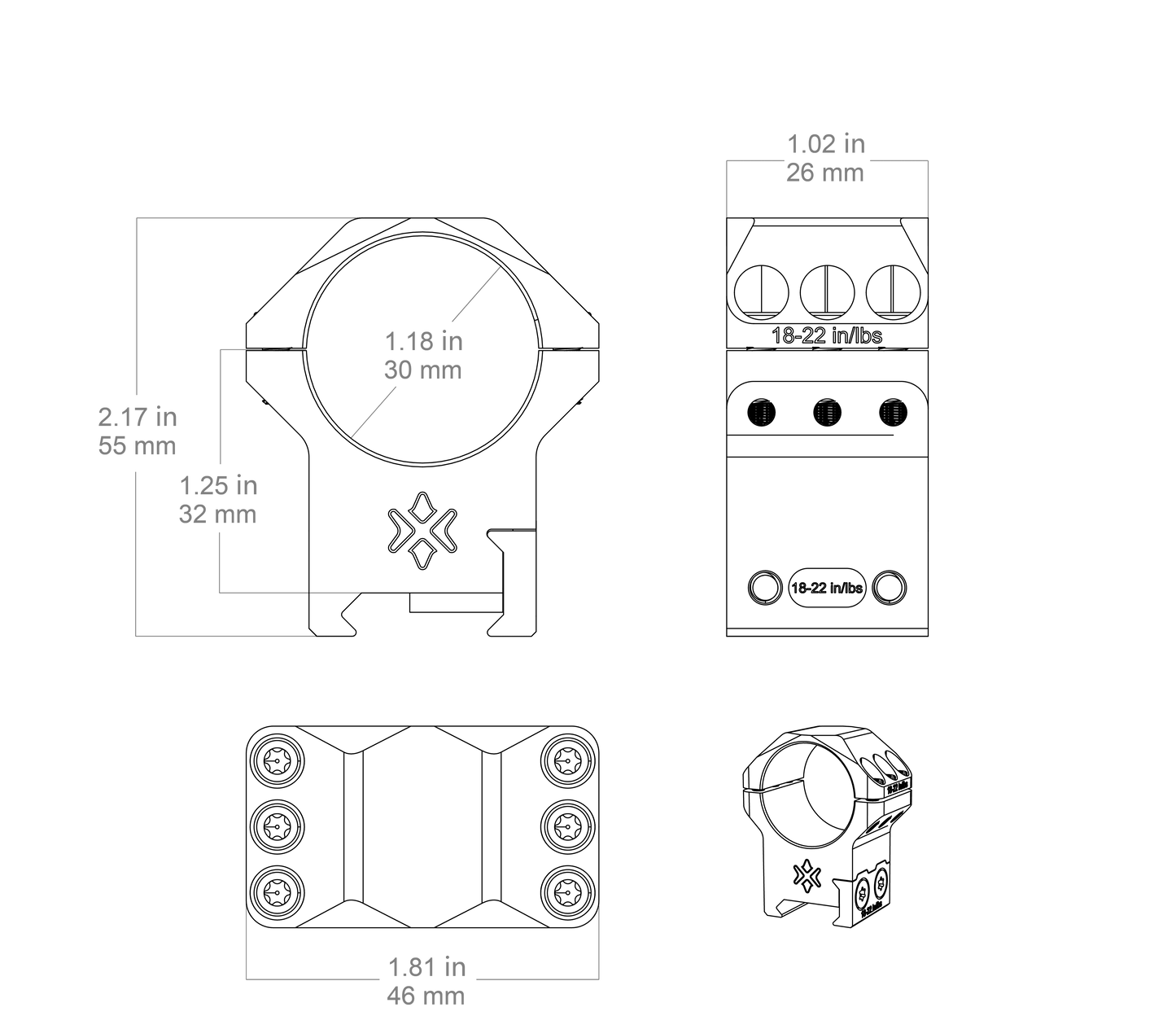 Alu-Ringe X-Accu 30mm Maße
