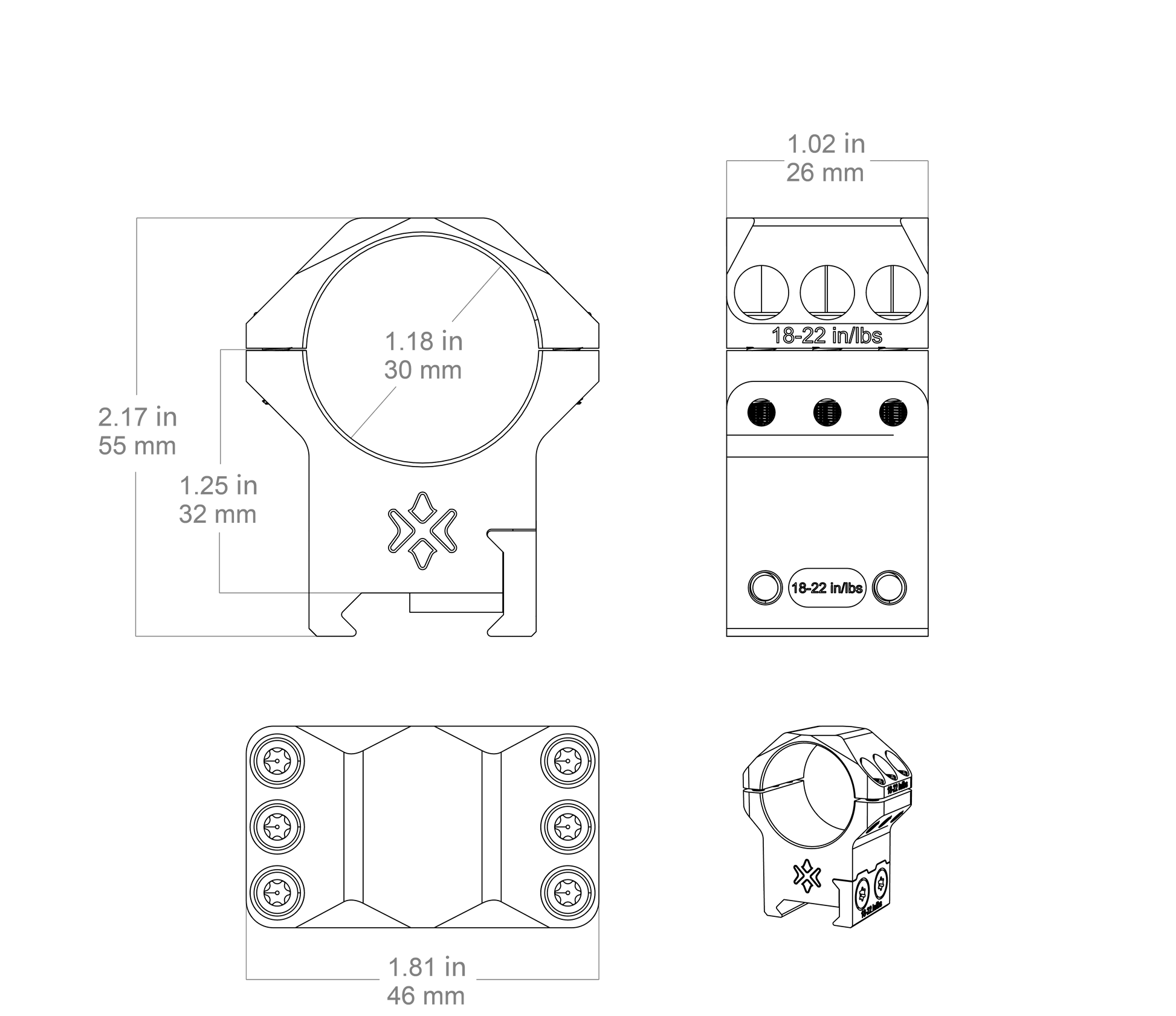 Alu-Ringe X-Accu 30mm Maße