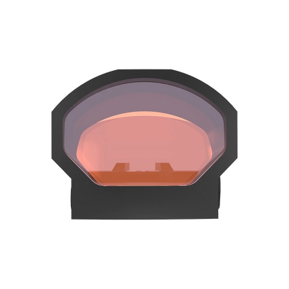 Frontansicht des Frenzy-S 1x19x28 Red Dot Visiers mit großem Sichtfenster für erweitertes Sichtfeld. Ideal für dynamisches Schießen.