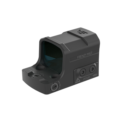 Rückansicht des Frenzy-S Red Dot Visiers mit MGT-System und Höhenverstellung. Perfekt für dynamisches Schießen und Pistolen.