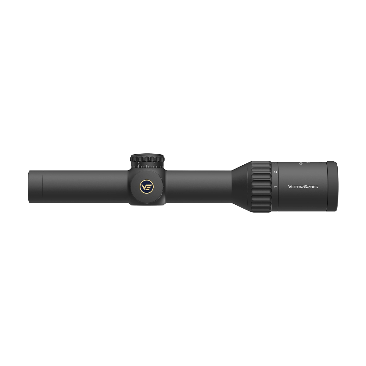 Vector Optics Continental X6 1–6×24 Tactical Zielfernrohr in Seitenansicht mit kompaktem Design und LPVO Funktionalität.
