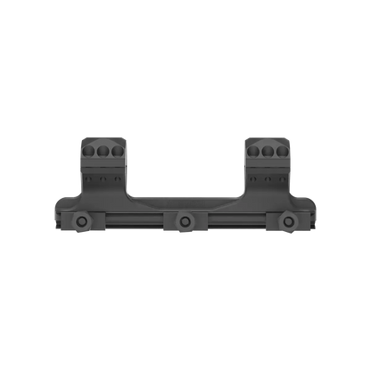 Seitliche Ansicht der Blockmontage X-Accu mit 0MOA Neigung und 32mm Höhe, ideal für präzise Optikmontage auf Picatinny-Schienen.