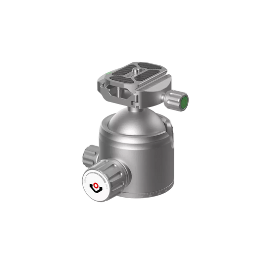 56mm Kugelkopf für Stative RSCF-T03 mit präziser ARCA-kompatibler Schnellwechselplatte für Fotografie und Jagdanwendungen.