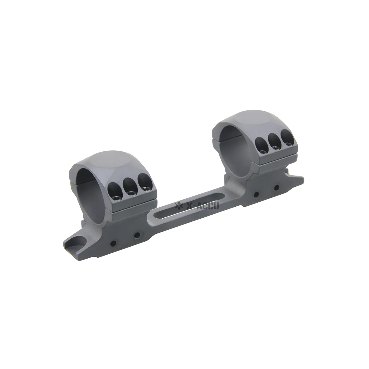 X-Accu Blockmontage mit 30mm Ringen und 11mm Dovetail, gefertigt aus eloxiertem Aluminium für hohe Präzision und Korrosionsschutz.