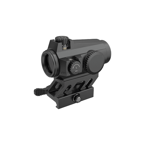 Rückansicht des Vector Optics Maverick-II Plus mit Höhen- und Seitenverstellung, perfekt für präzise Zielanpassung bei jeder Waffe.