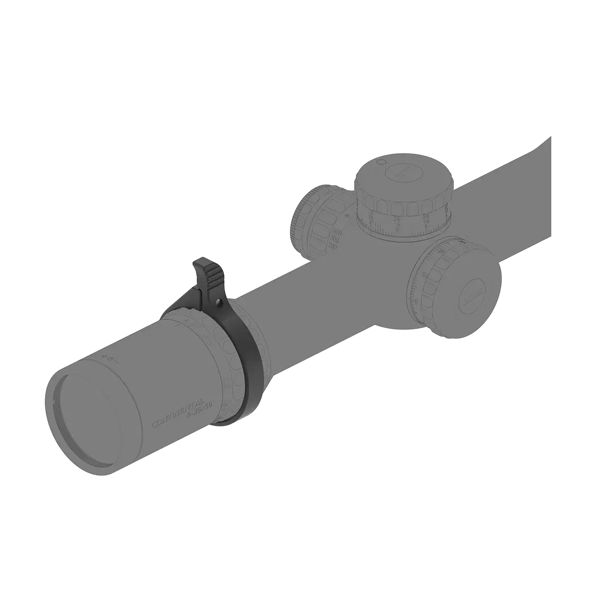 Verstellring für Vergrößerung SCCON-TL2 montiert auf Continental Zielfernrohr, aus Aluminiumlegierung für schnellen Zoom-Wechsel.
