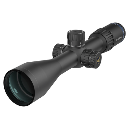 Seitliche Perspektive des Vector Optics Tauron 2-16x50 HD SFP mit verstellbaren Türmen und hochwertiger Lanthan-Glaslinse für klare Zielerfassung.