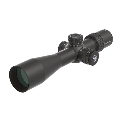 Seitliche Perspektive des Veyron 4-16x44IR Zielfernrohrs SCOL-48 mit MPR-V10 Absehen und fein einstellbaren Türmen.