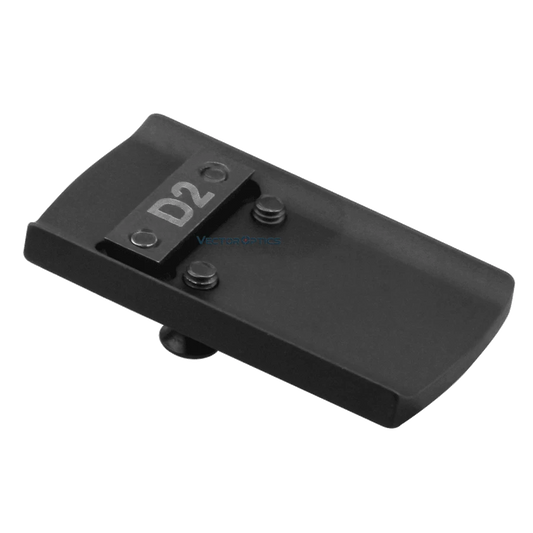 TEK Montageplatte D2 aus Aluminium für Red Dot Pistolen, passend für verschiedene Modelle wie Glock, Colt, SIG und mehr.