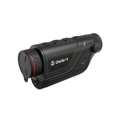 Wärmebild OwlSet MXC20 - Kompaktes Imaging-Werkzeug mit ergonomischem Design und OwlSet-Logo für Jagd und Sicherheitsanwendungen.