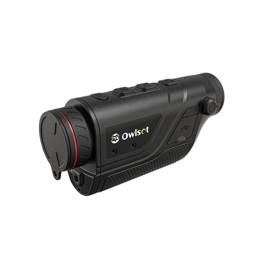 Wärmebild OwlSet MXC20 - Kompaktes Imaging-Werkzeug mit ergonomischem Design und OwlSet-Logo für Jagd und Sicherheitsanwendungen.