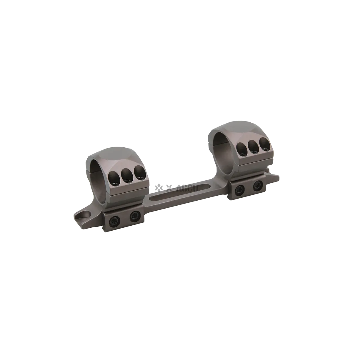 CNC-gefräste Blockmontage X-Accu mit matter Oberfläche, ideal für taktische Anwendungen und präzise Zielfernrohrmontage.