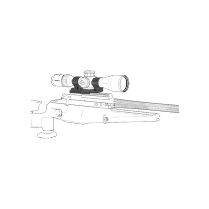 Montagebeispiel der Cantilever 34mm Zielfernrohr-Halterung mit 20MOA Neigung auf einem Gewehr für weite Distanzen