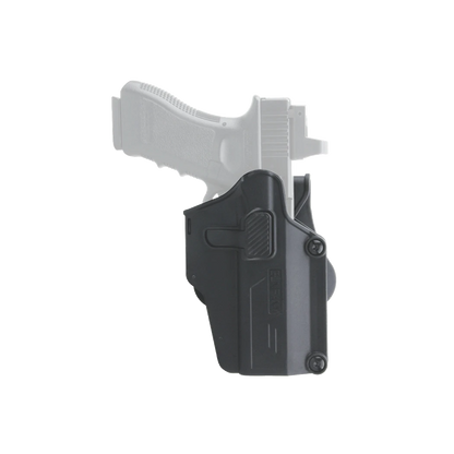 Universalholster GPHR-01 aus robustem Polymer für Rechtshänder mit Pistole, ideal für taktische Einsätze, Jagd und Sportschützen.